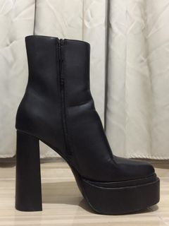 Zara Leather Platform Ankle Boots