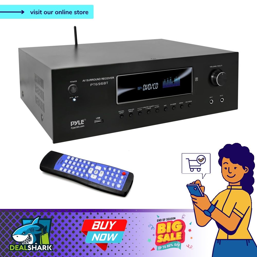 1000W Bluetooth Home Theater Receiver 5.2 Channel Surround Sound