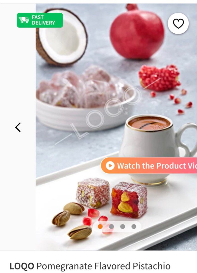 土耳其軟糖～六角形盒/獨立包裝250G Turkish Delight Pomegranate And Pistachio, 嘢食& 嘢飲,  包裝食物&即食食物- Carousell