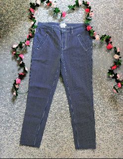 32 royal blue low waist white stripes denim jeans pants