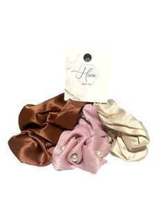 3X Hive And Co. Hair Scrunchie 3 Assorted Colors Hair Ties