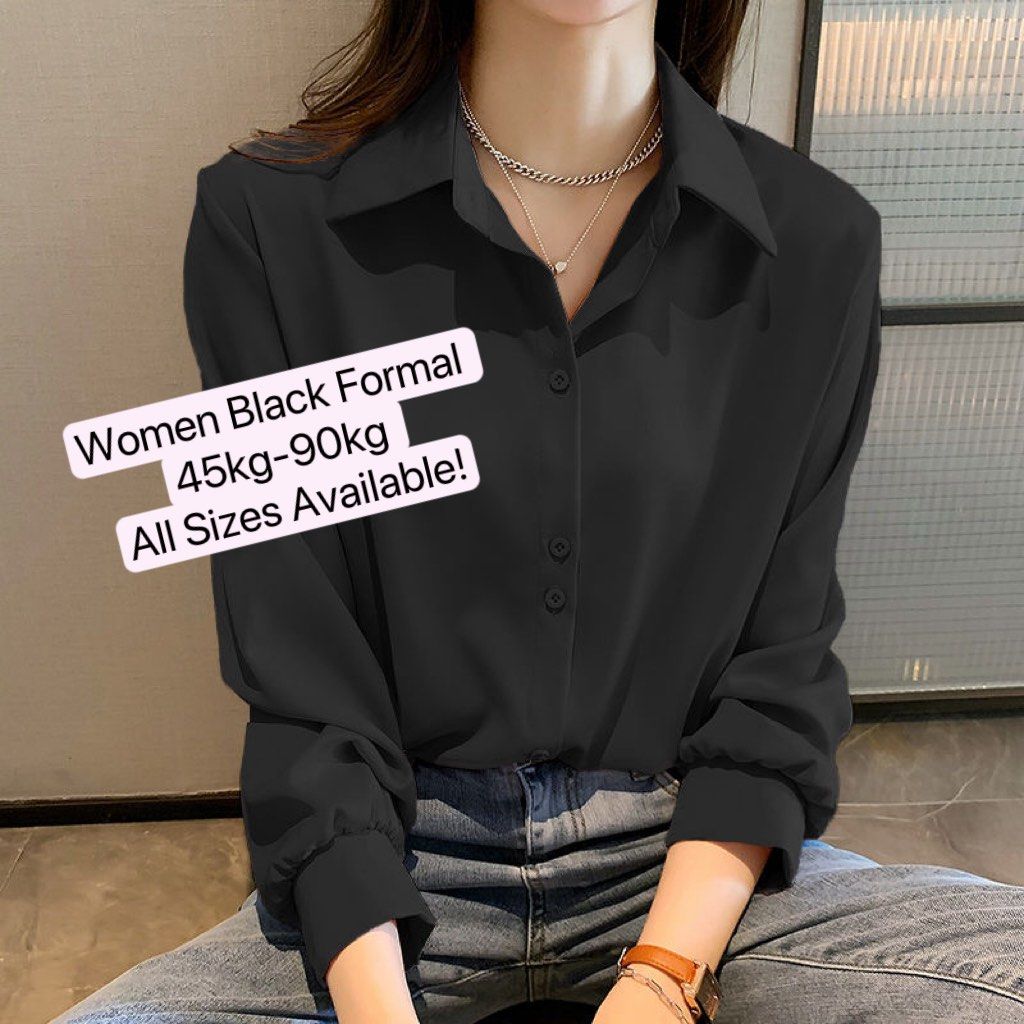 Black formal chiffon blouses online