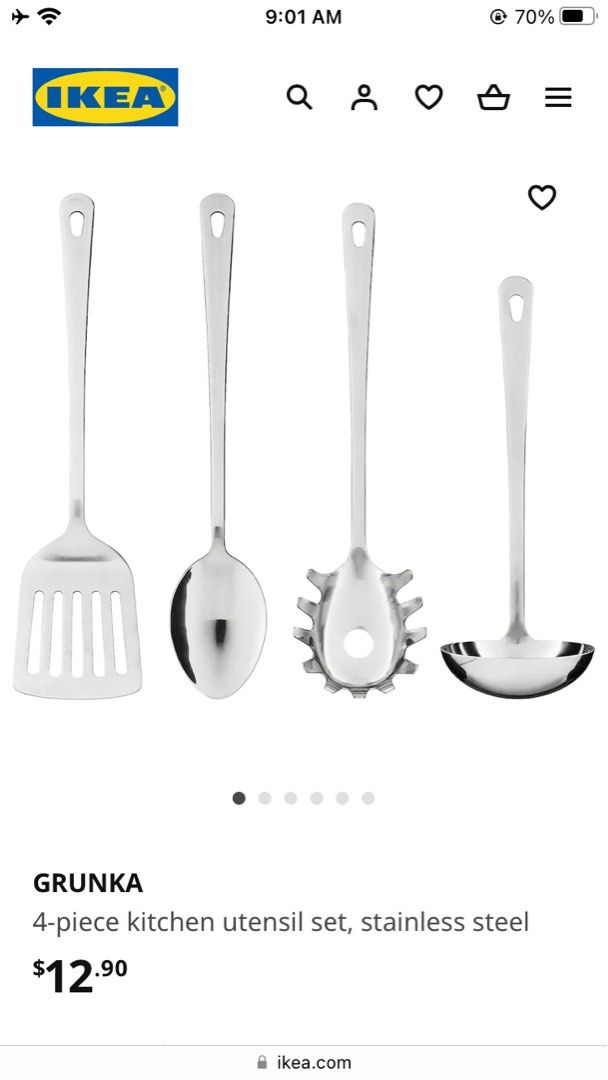 GRUNKA 4-piece kitchen utensil set, stainless steel - IKEA