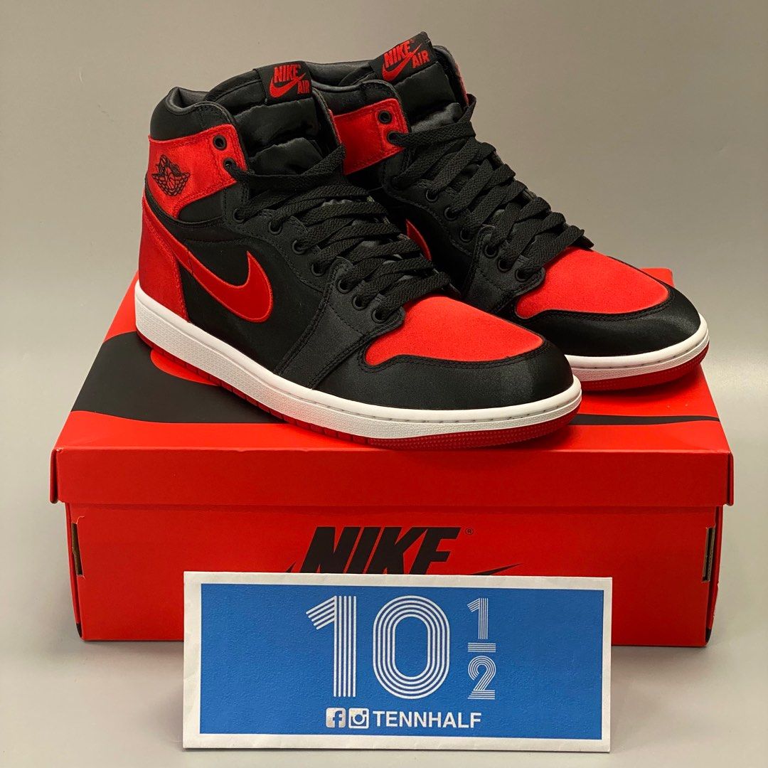 Air Jordan 1 BRED Satin Nike OG royal blue black toe red AJ1 hi Carousell
