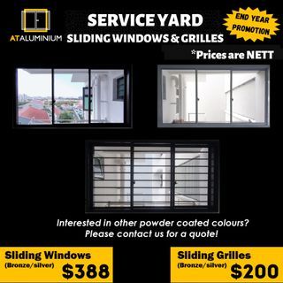 [ END YEAR PROMO ] Service Yard Sliding Windows with Grilles