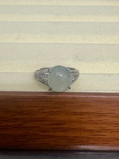 緬甸翡翠A貨 晴水蛋面銀戒指64208541116163110