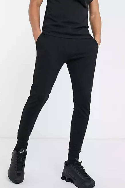 ASOS DESIGN lightweight skinny joggers in black Men s Fashion