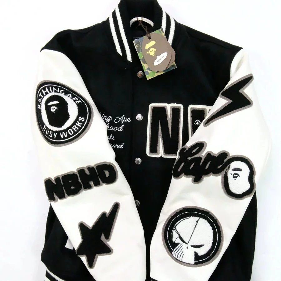 全新BAPE x NEIGHBORHOOD VARSITY JACKET, 男裝, 外套及戶外衣服