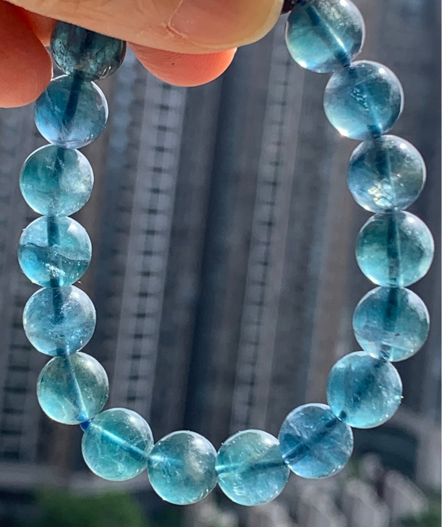 藍瑩石手串（Blue Fluorite bracelet ), 女裝, 飾物及配件, 寶石、鑽石