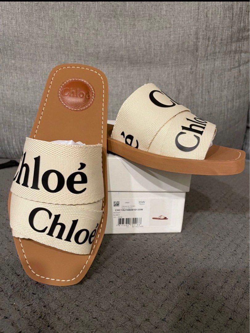 BNIB White Chloe Woody Flat Mule Women s Fashion Footwear