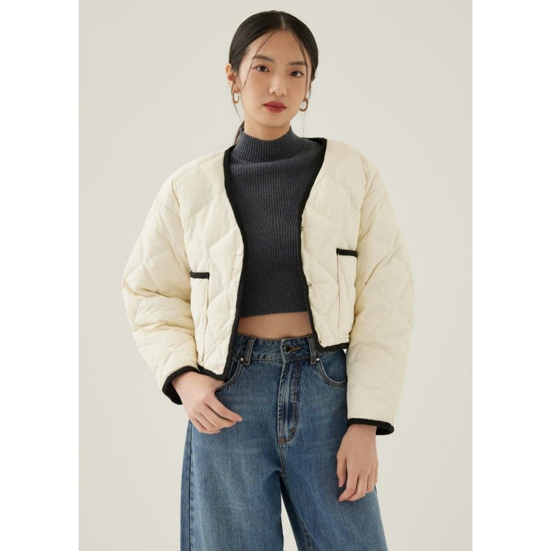 Quilted puffer jacket discount women