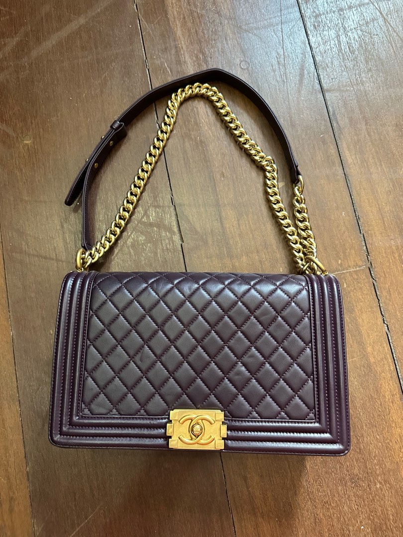 Boy Chanel Medium size (28 cm) in purple /plum , Luxury, Bags & Wallets on  Carousell