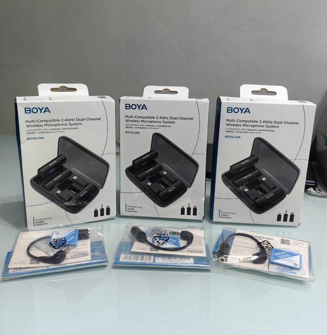 BOYALink wireless microphone for vlogging noise cancellation (Category: Microphones) located in Del Monte. Submitted by loveko_77 (Listing ID 1262937515, Image 1). Description: BOYALINK All in one Design Wireless Microphone System General Introduction The BOYALINK is an Ultra-compact Portable 2.4Ghz wireless microphone system compatible with cameras, tablets, computer and more. Features automatic pairing and selectable noise cancellation deliveri