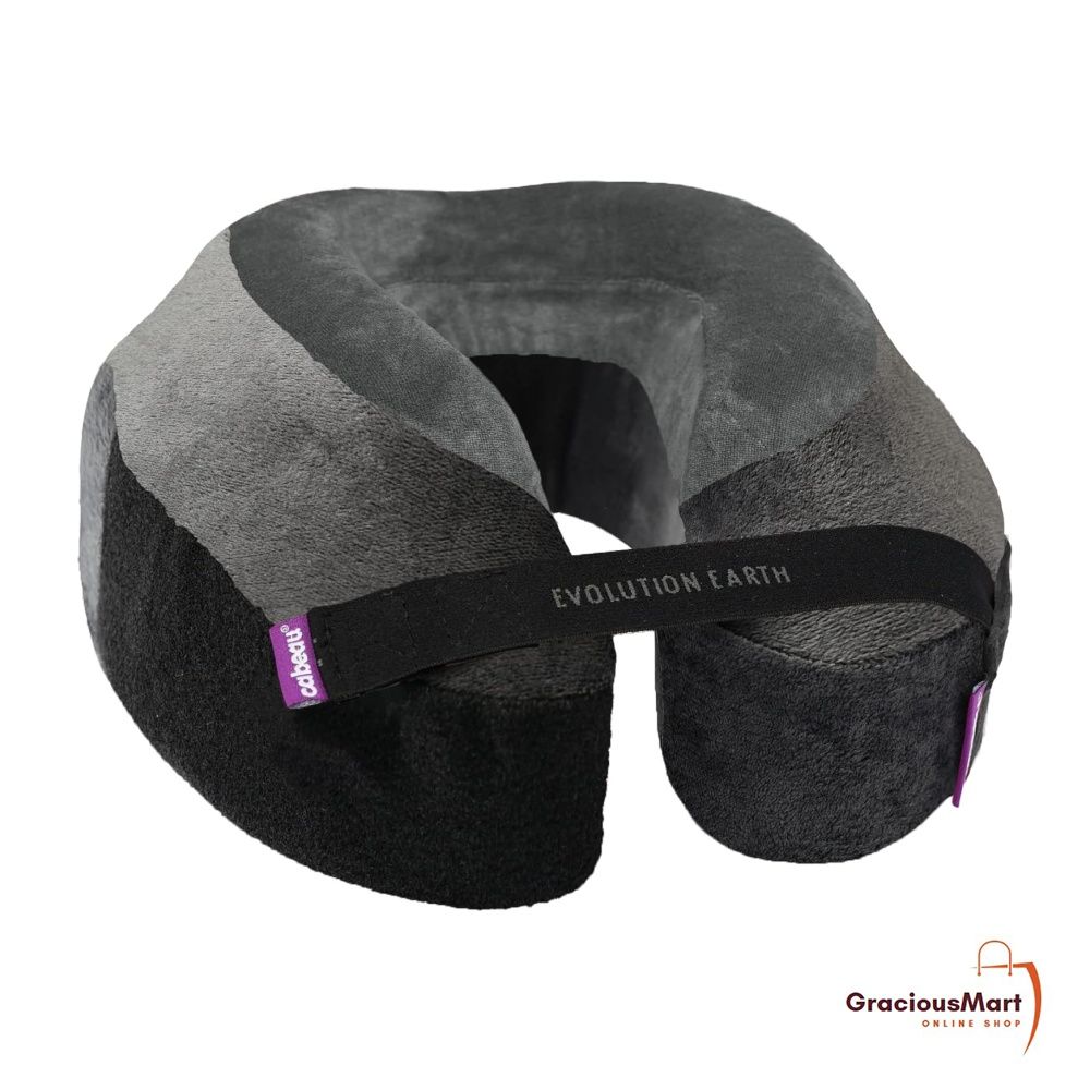 Cabeau Evolution Plus Memory Foam Neck Pillow With Soft, Cooling Cover Travel Case Slate Grey