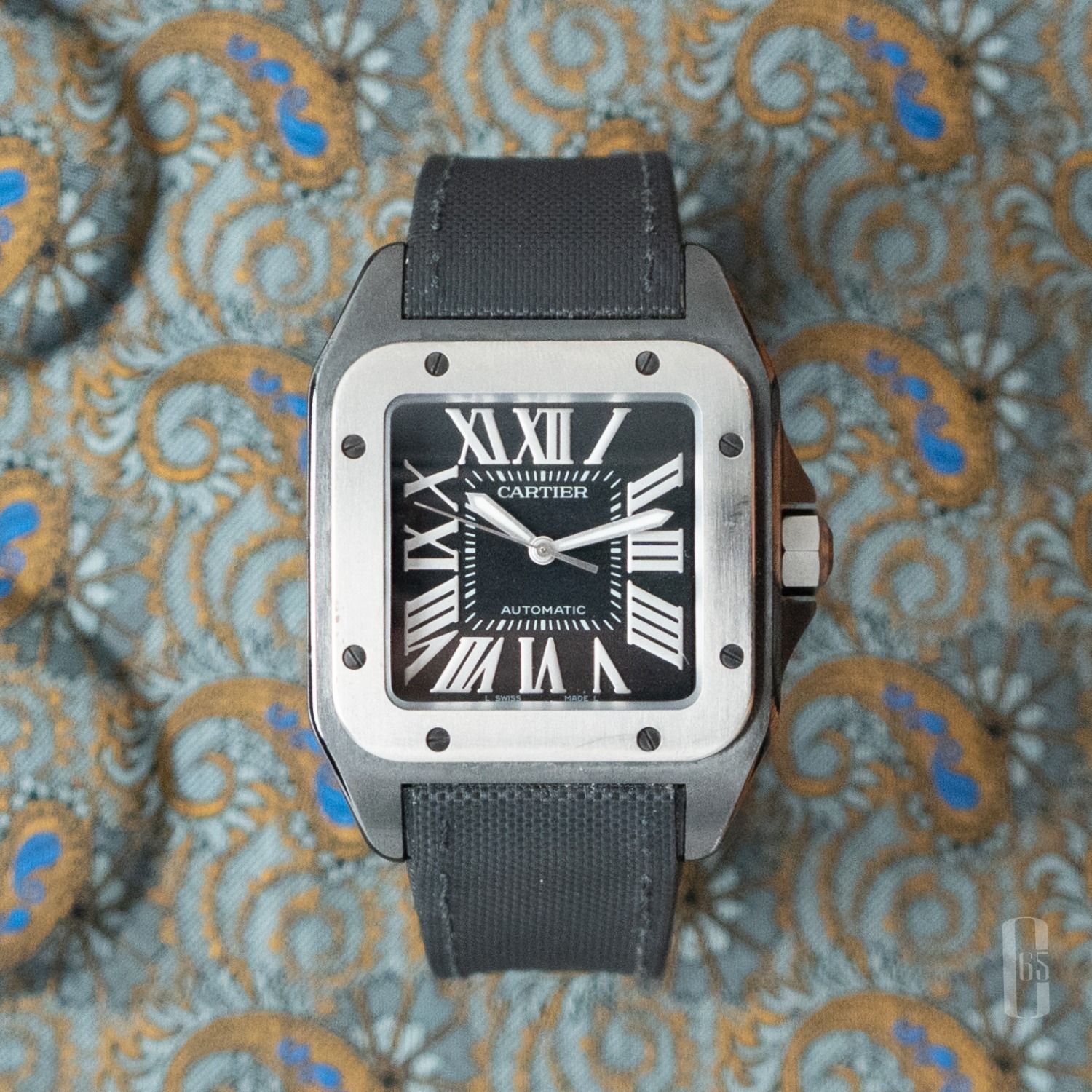 Cartier santos cheap 100 titanium black
