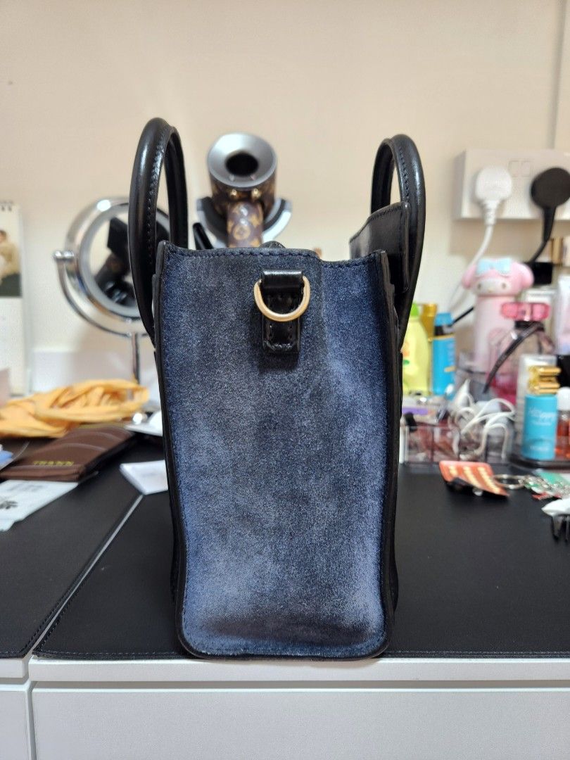 CELINE NANO LUGGAGE BAG MULTI COLOR BEIGE/ BLUE /BLACK, Luxury