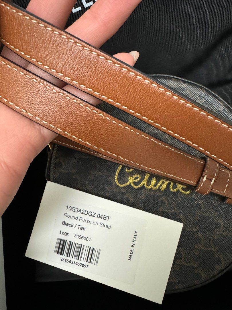 Round purse on strap in online triomphe canvas with embroidered celine