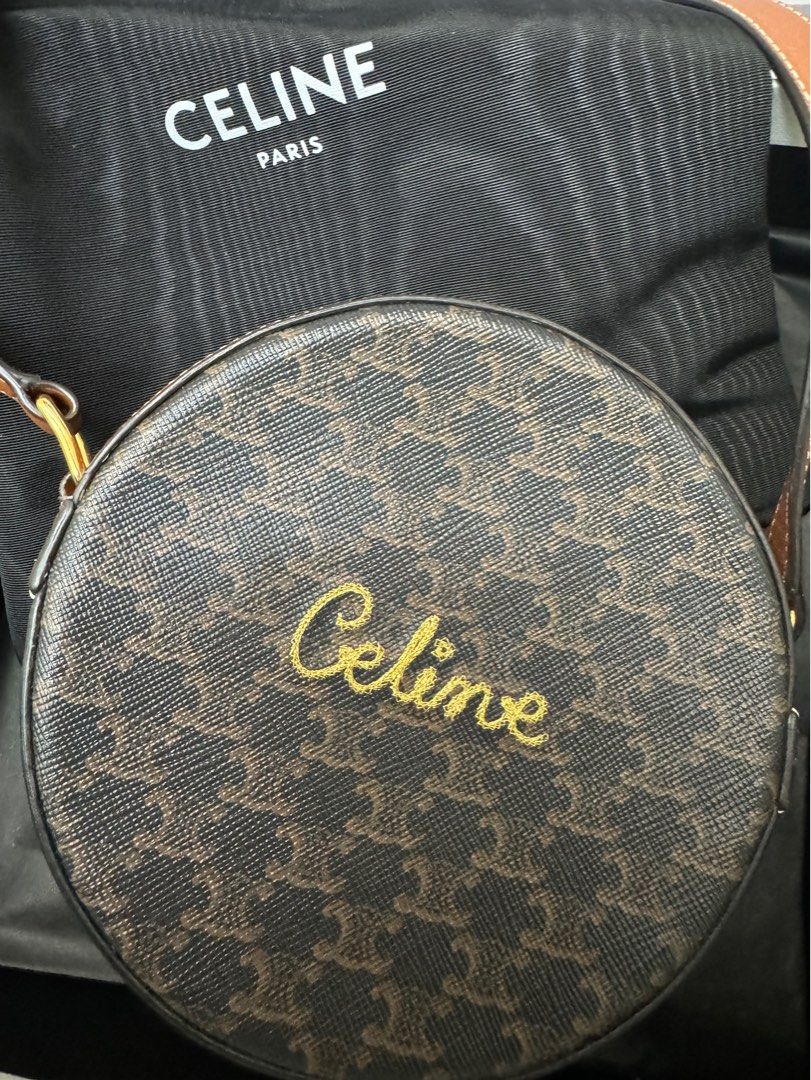 Round purse on strap in triomphe canvas 2025 with embroidered celine