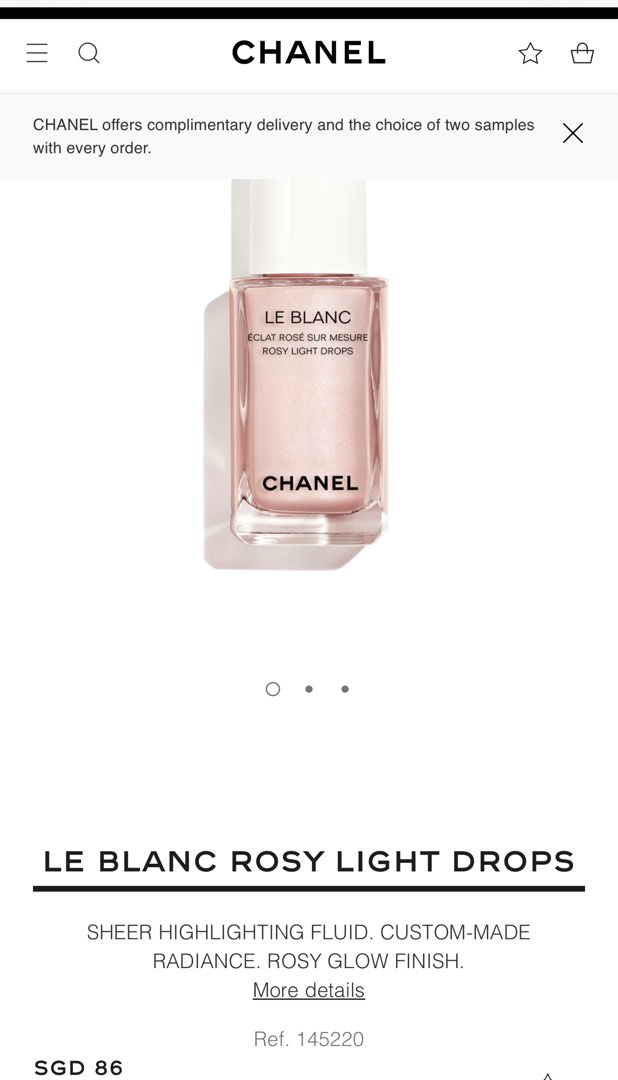 CHANEL - LE BLANC ROSY LIGHT DROPS Sheer Highlighting Fluid. Custom-made  Radiance. Rosy Glow Finish