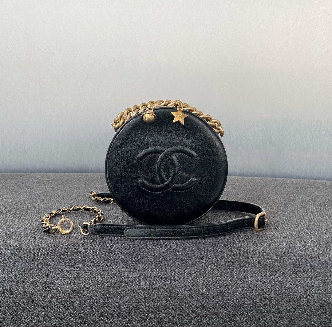 Chanel Round As Earth Bag Calfskin Black Mghw Luxury Bags Wallets on Carousell