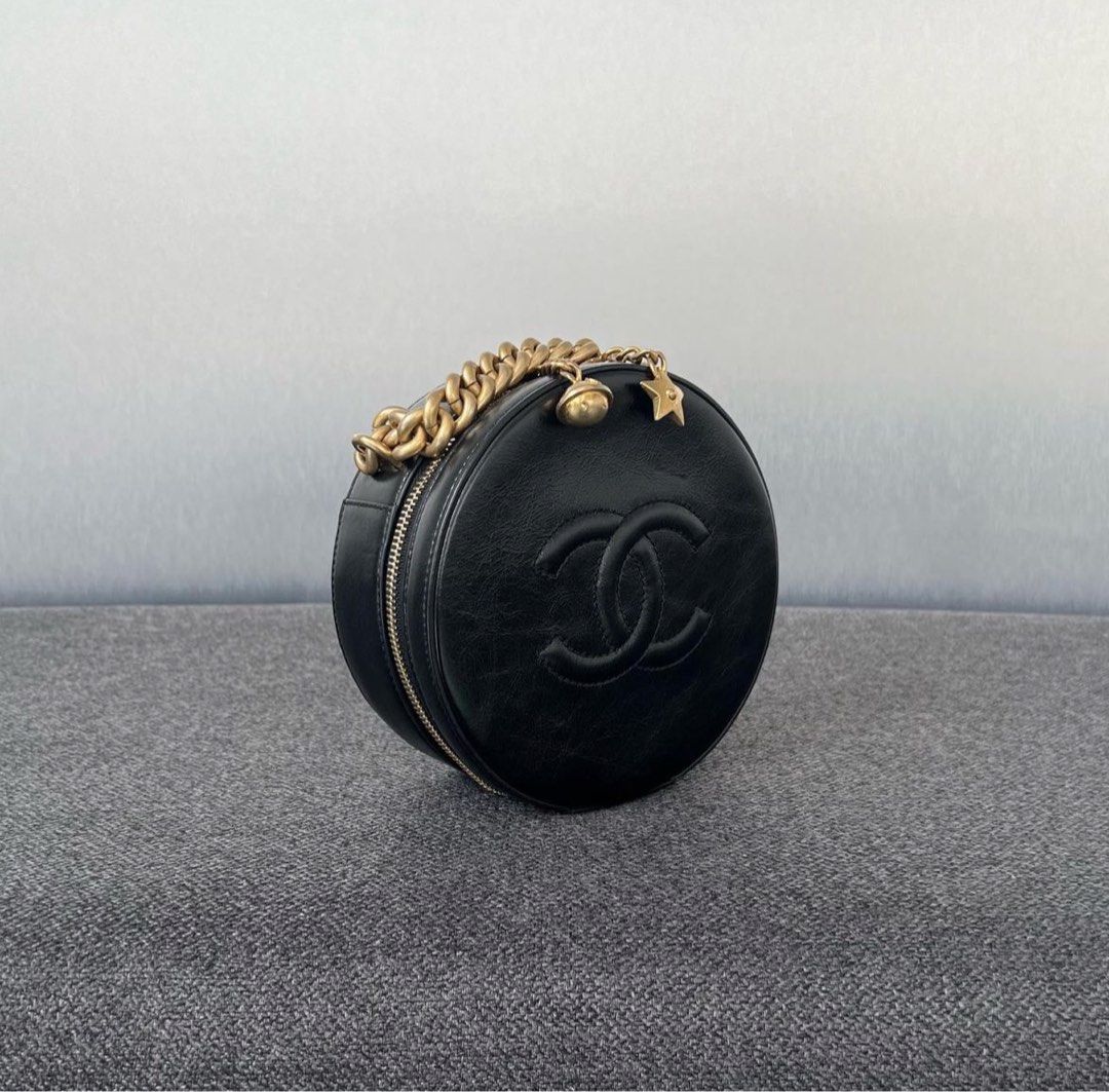 Chanel Round As Earth Bag Calfskin Black Mghw