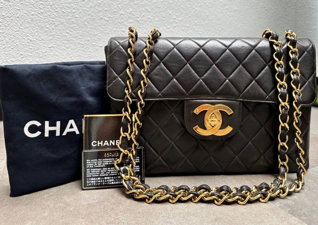 Chanel Vintage Lambskin Jumbo (30cm) Single Flap, Luxury, Bags & Wallets on  Carousell