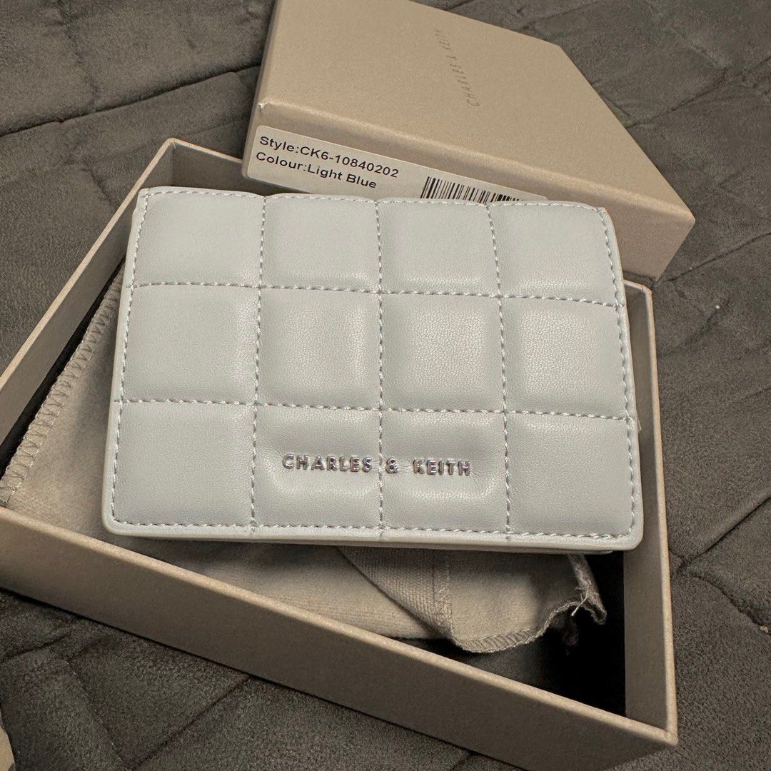 Light Blue Quilted Mini Wallet, CHARLES & KEITH