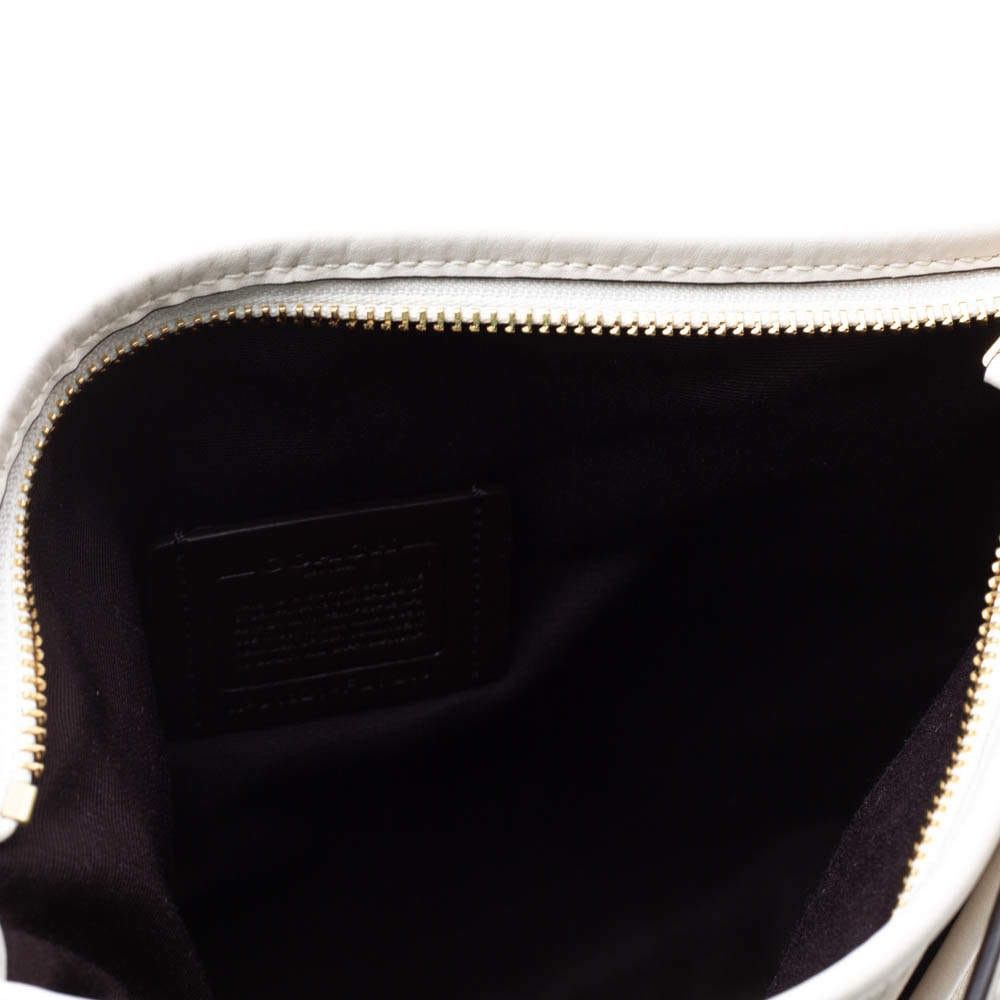 Coach cream canvas and black leather backpack on sale