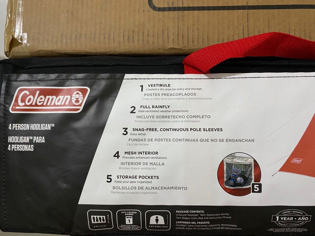 Coleman Hooligan 4person Tent, Sports Equipment, Hiking & Camping on