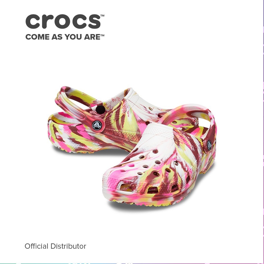 Crocs Classic Marbled Clog (Electric Pink Multi, Sulphur Multi), Women ...