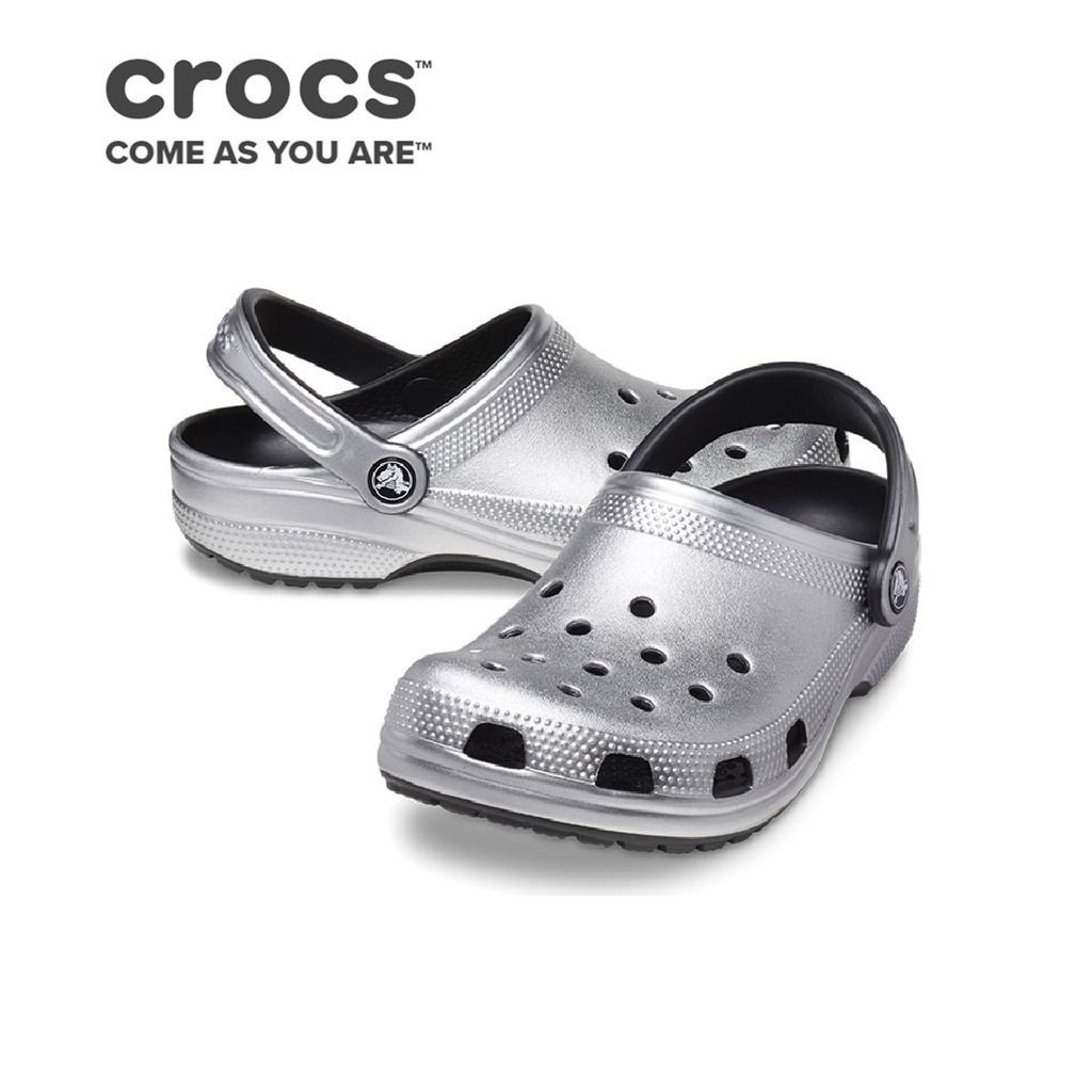 Crocs Classic Metallic Clog Silver Metallic Women s Fashion