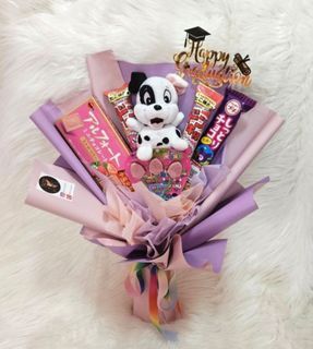 Bouquet of mix chocolate bars +medium bear + HB balloon.. …