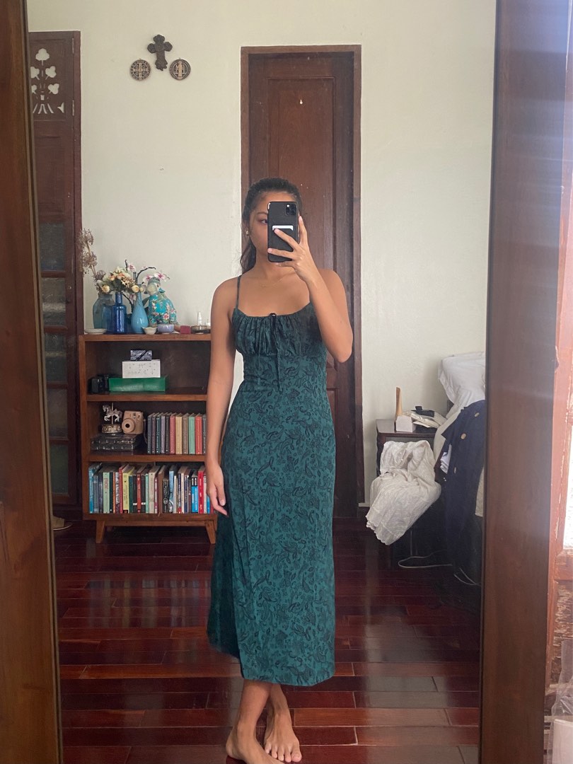 Midi Shirt Dress Dark Green main image 1