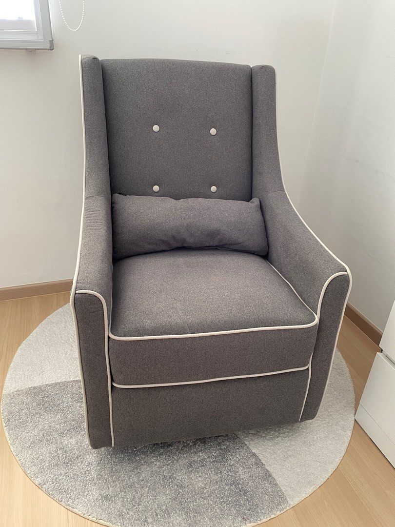 Davinci owen glider and ottoman gray and cream piping 2025