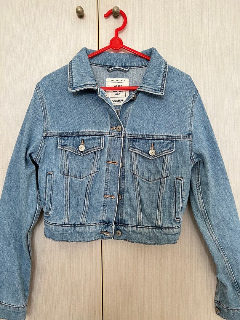 Pull and bear cropped denim jacket hotsell