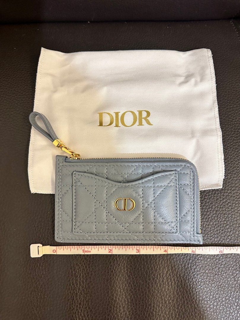Dior Caro Compact Zipped Card Holder Black Supple Cannage Calfskin