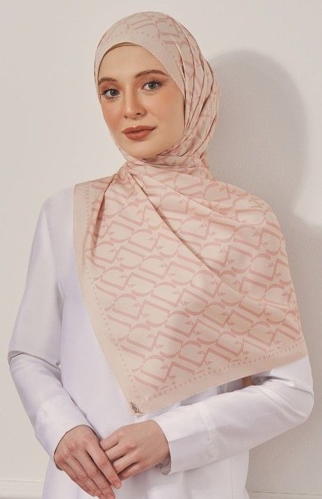 DUCK MONOGRAM SATIN SILK SHAWL IN ECLAIR, Women's Fashion, Muslimah  Fashion, Hijabs on Carousell