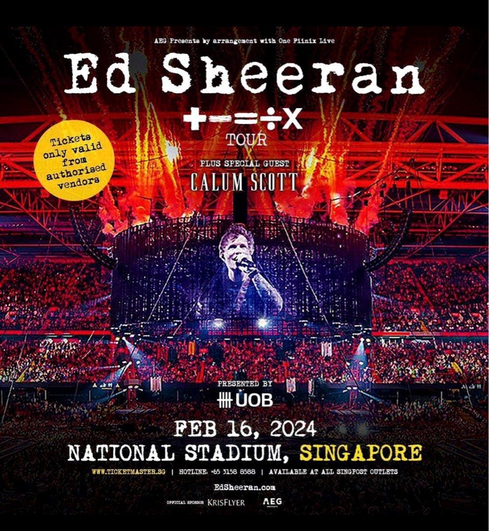 Ed Sheeran 2024 Singapore Concert, Tickets & Vouchers, Event Tickets on