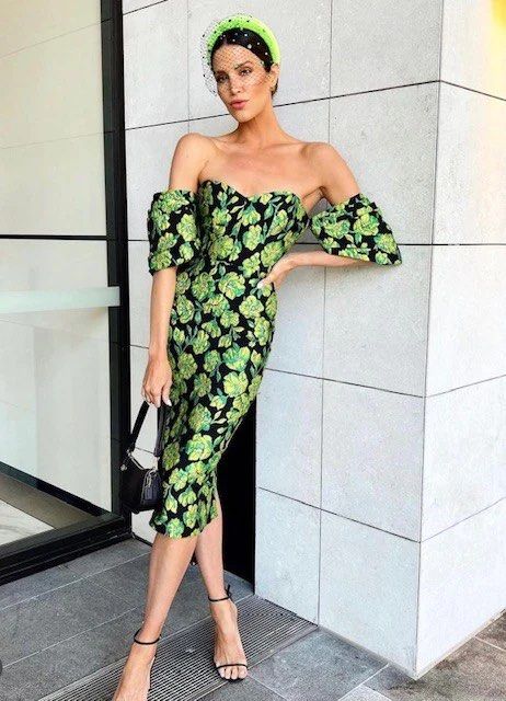Eliya The Label Floral Jacquard Midi Dress