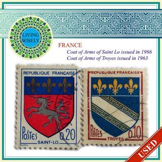 France Coat of Arms of Saint Lo and Troyes Stamps