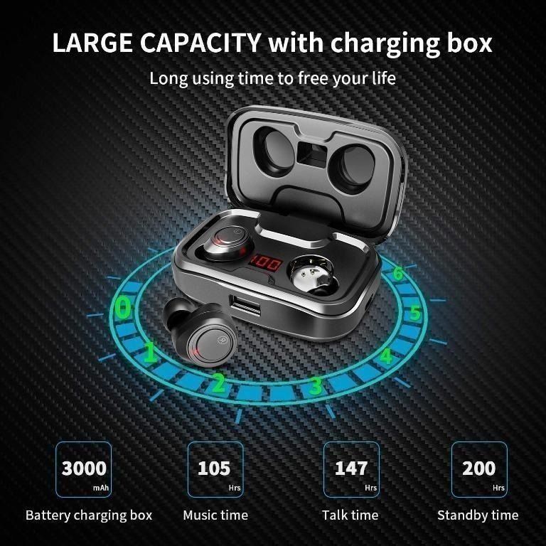 GRDE X10 TWS Wireless Earbuds Bluetooth 5.0 Headphones 105H Playtime with 3000 mAh Charging Case As Power Bank