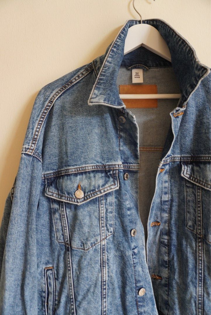 H M Oversized Denim Jacket Women s Fashion Coats Jackets and