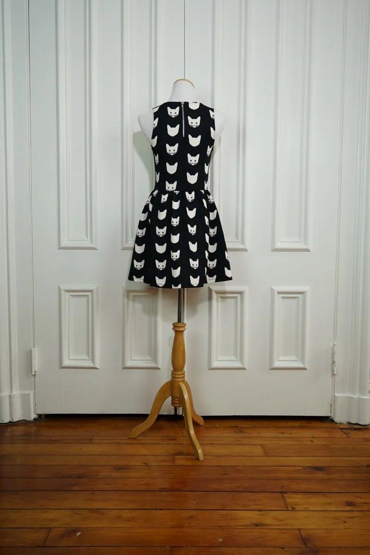 H M Cat Print Monochrome Dress Women s Fashion Dresses Sets