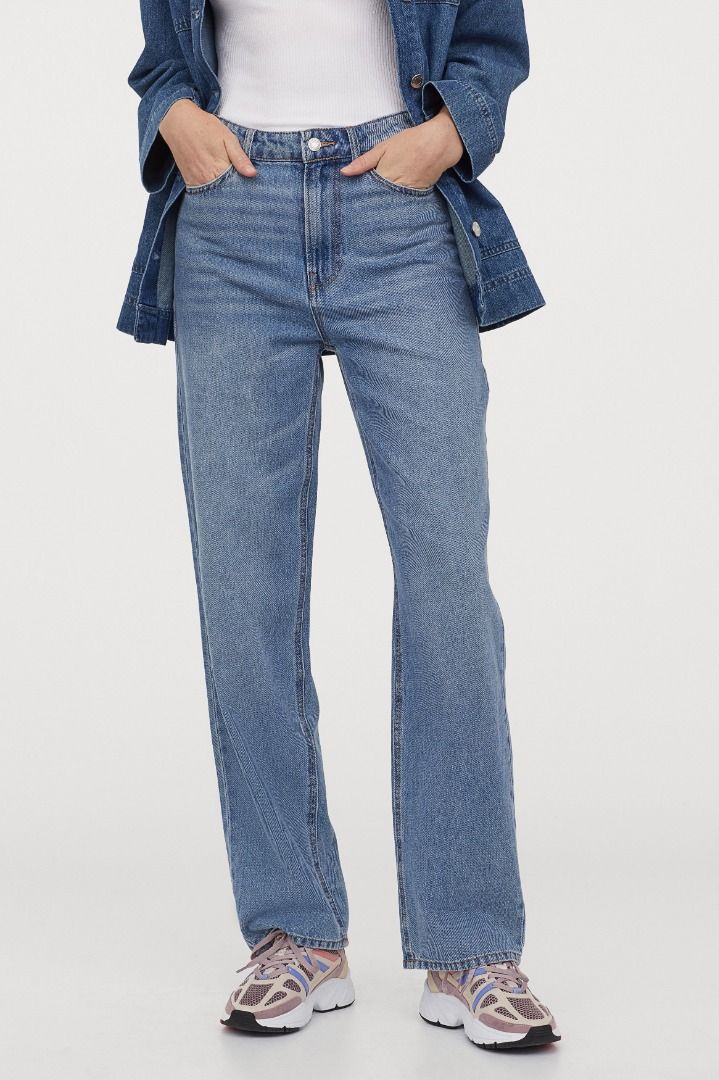 Slim Straight Ultra High Jeans Light Denim Blue Ladies H&M, 53% OFF