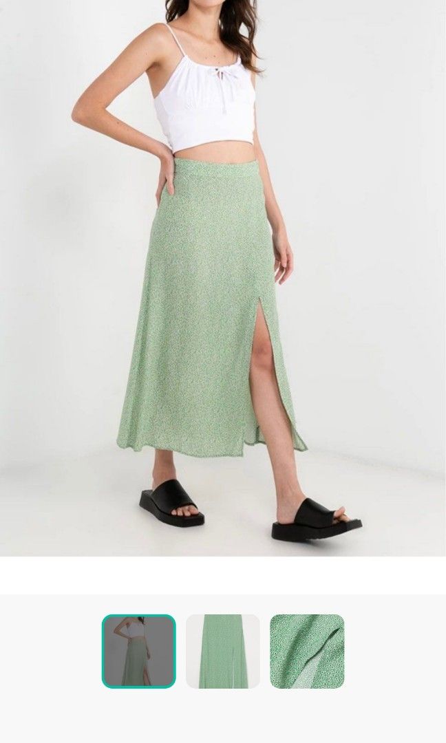 H&m floral midi skirt online