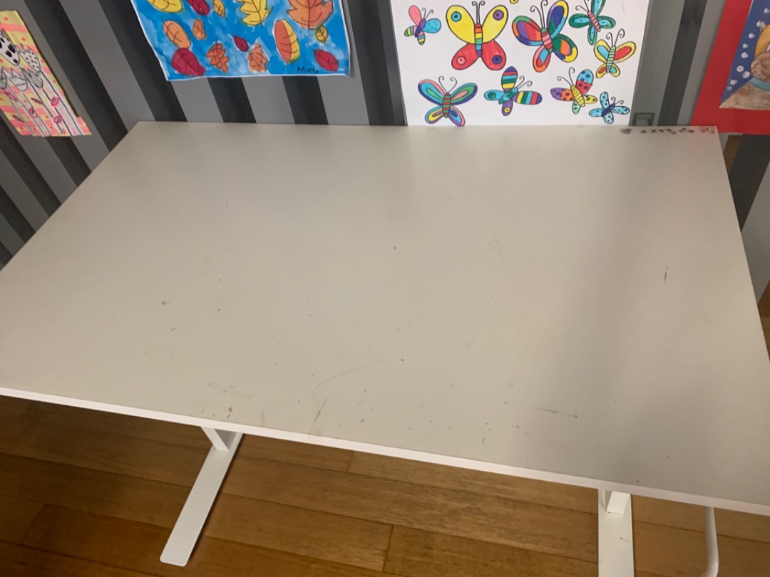 Ikea adjustable study desk white, Furniture & Home Living, Furniture, Tables & Sets on Carousell