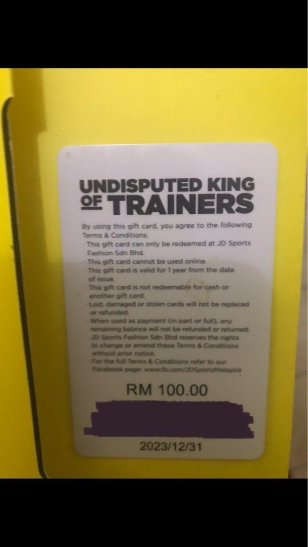 JD SPORTS RM100 GIFT CARD, Everything Else, Others on Carousell