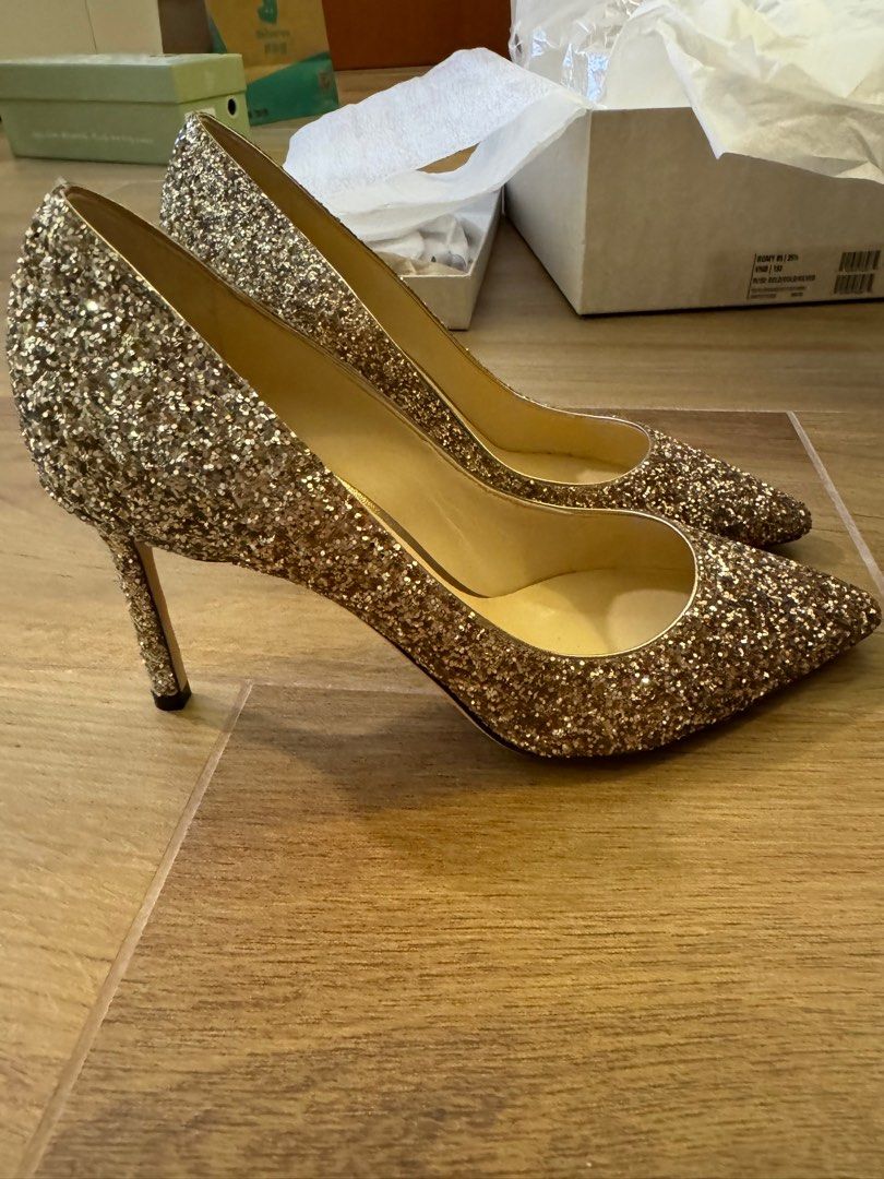 Jimmy Choo Romy 85 Rose Gold size 35.5 絕版Vera wang, 女裝