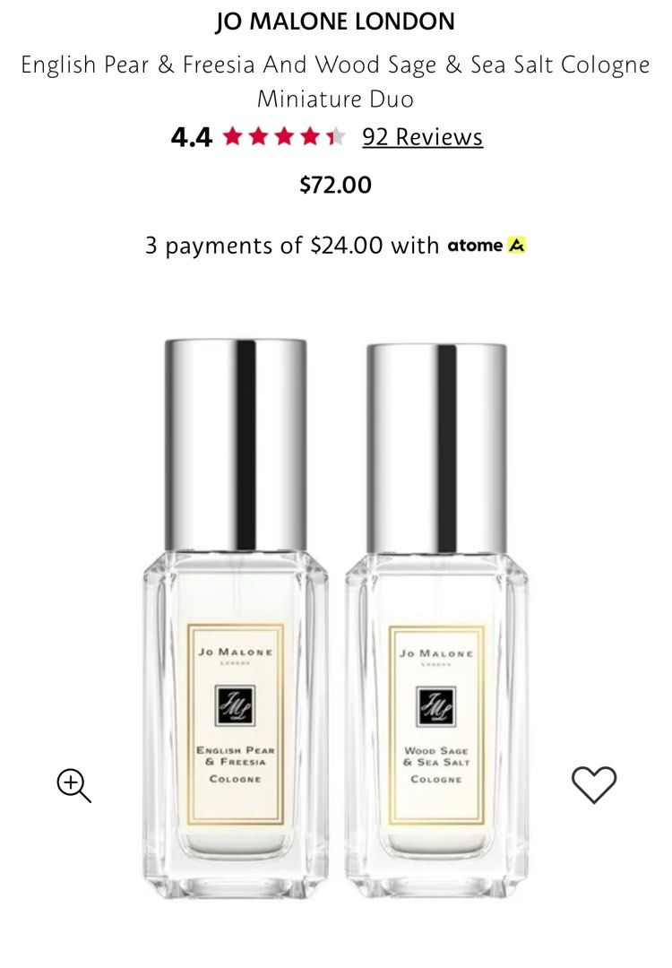 JO MALONE English Pear + Wood Sage Cologne Miniature Duo, Beauty