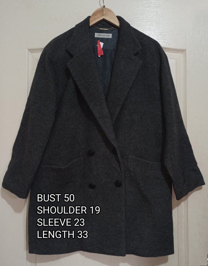 JONES NEW YORK PLUS SIZE MIDNIGHT GRAY MIDI WOOL COAT WINTER
